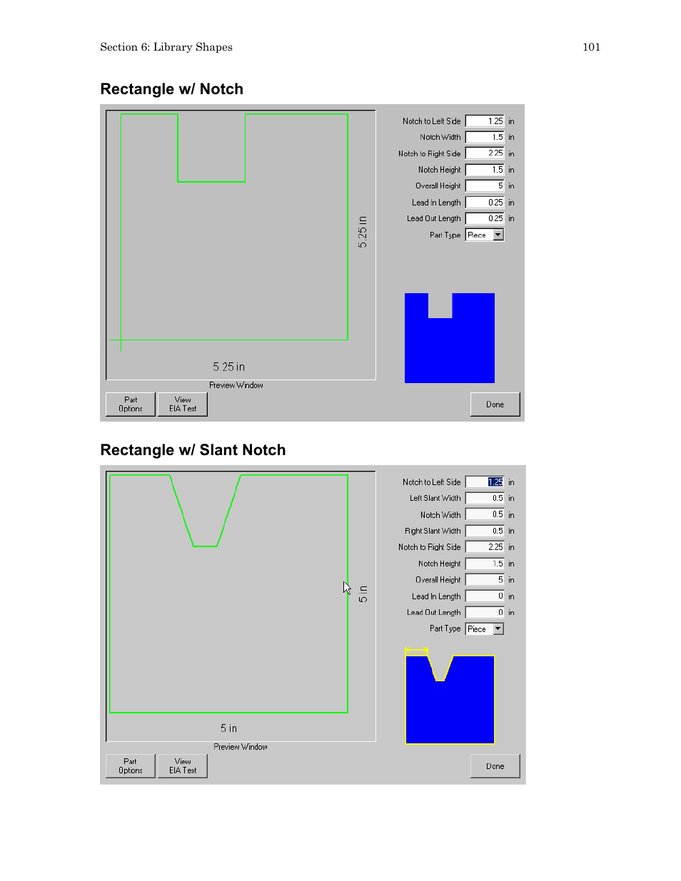 Rectangle w/ notch, Rectangle w/ slant notch | Hypertherm HTA Rev 6.00 Operators Manual User Manual | Page 115 / 212