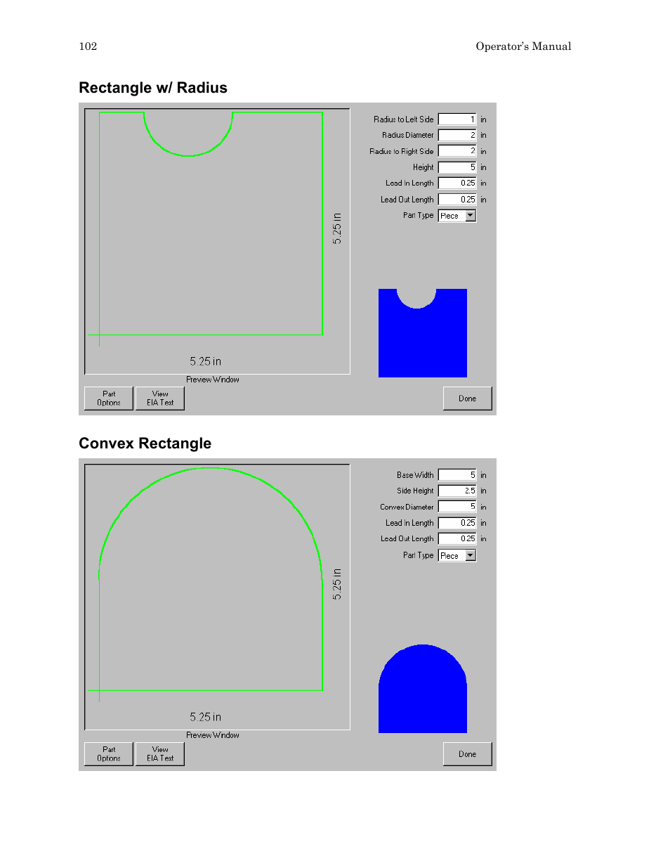 Rectangle w/ radius, Convex rectangle | Hypertherm HTA Rev 6.00 Operators Manual User Manual | Page 116 / 212