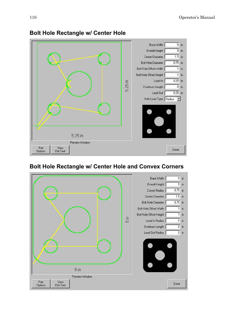 Bolt hole rectangle w/ center hole | Hypertherm HTA Rev 6.00 Operators Manual User Manual | Page 124 / 212