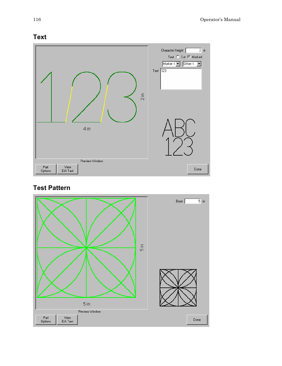 Text, Test pattern | Hypertherm HTA Rev 6.00 Operators Manual User Manual | Page 130 / 212