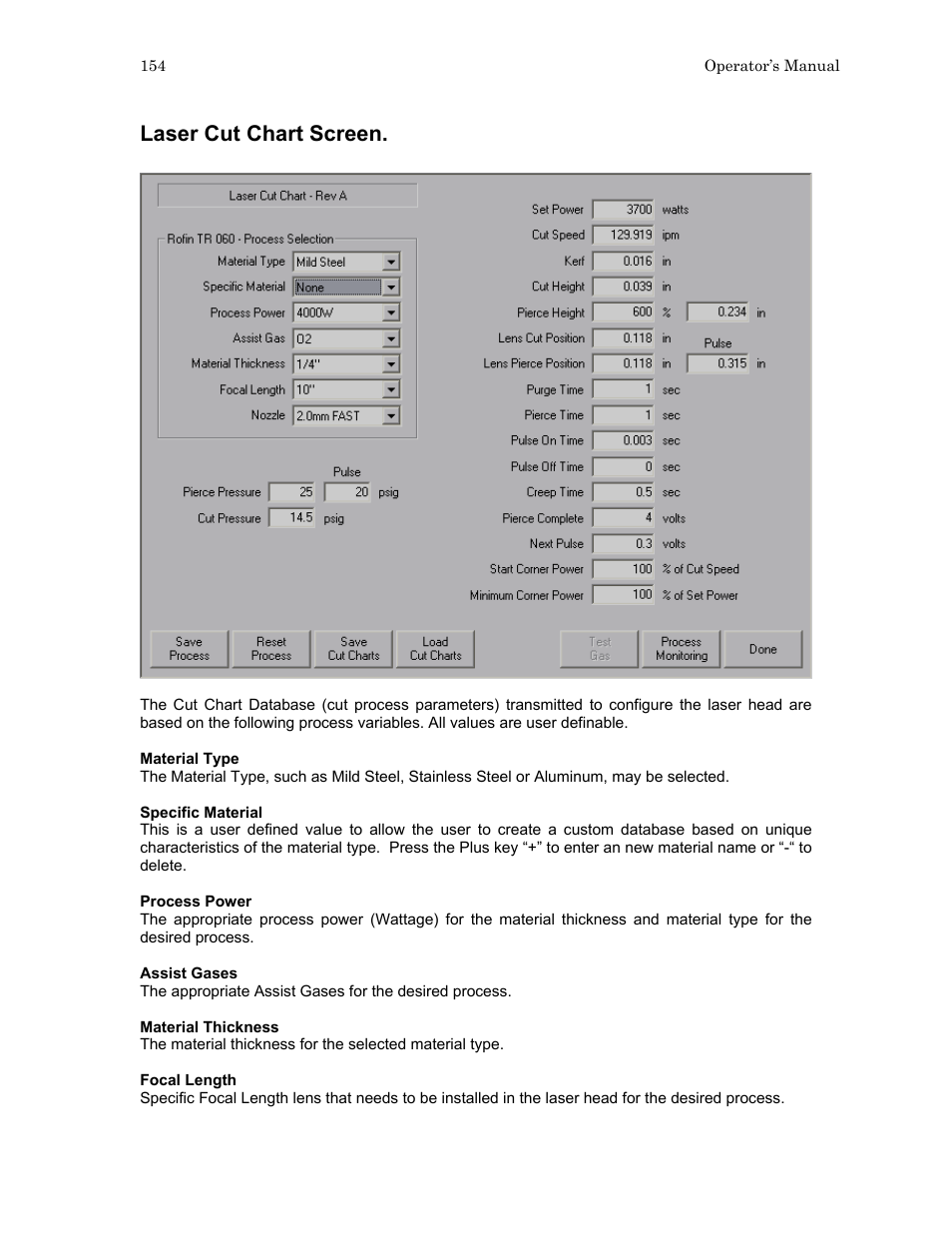 Laser cut chart screen | Hypertherm HTA Rev 6.00 Operators Manual User Manual | Page 168 / 212