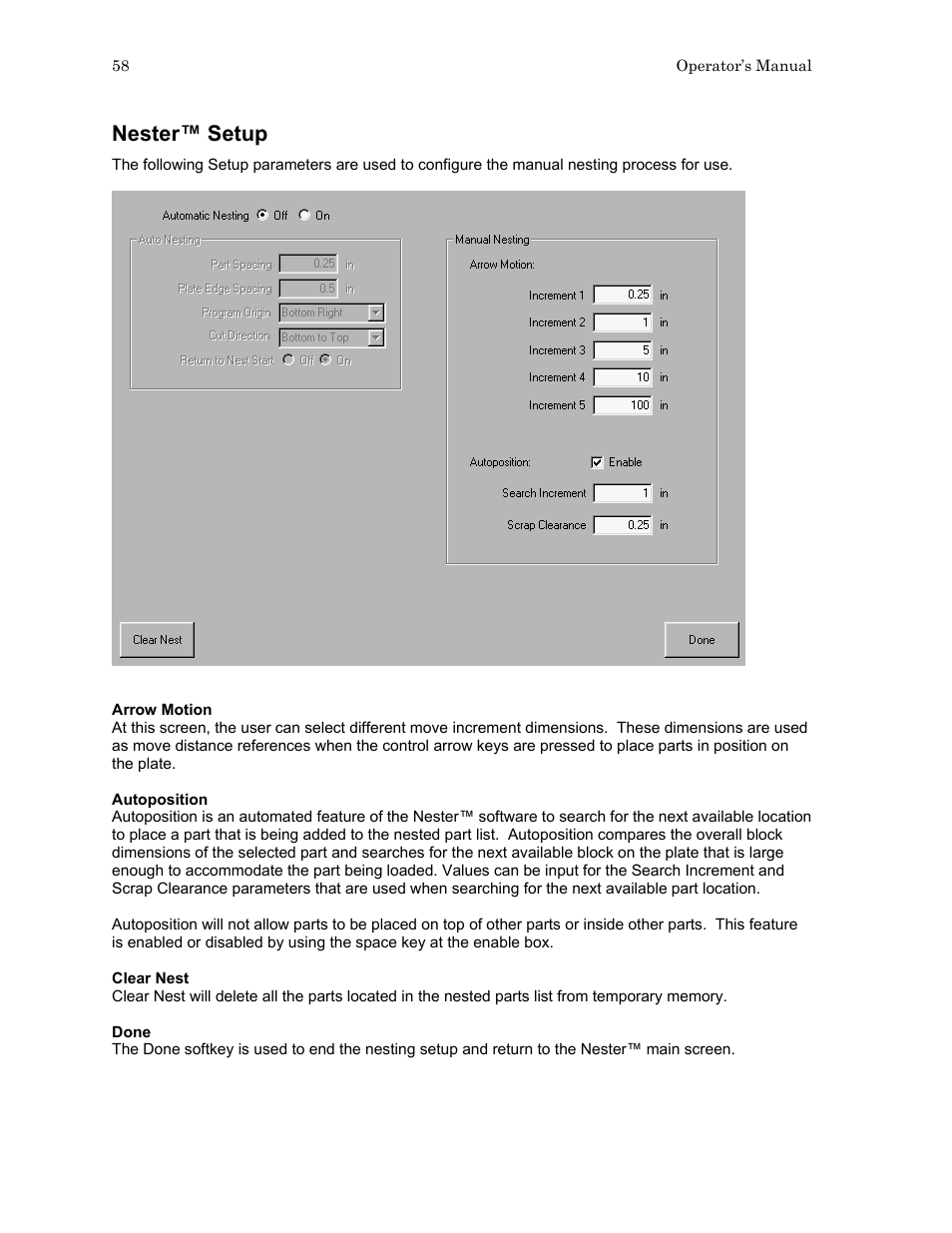 Nester™ setup | Hypertherm HTA Rev 6.00 Operators Manual User Manual | Page 72 / 212