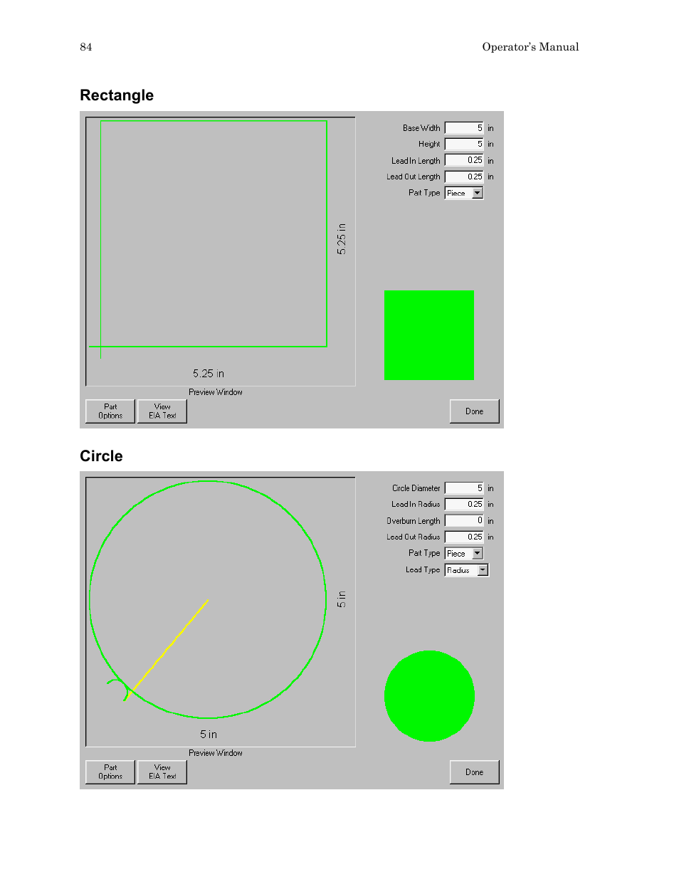Rectangle, Circle | Hypertherm HTA Rev 6.00 Operators Manual User Manual | Page 98 / 212