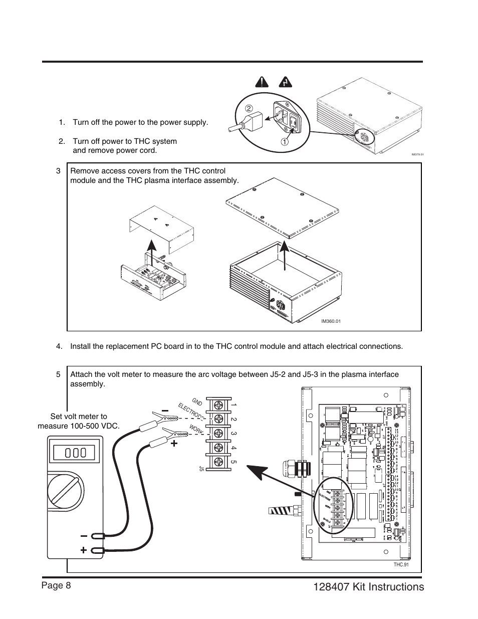 Powermax, max100, max200, hd3070, ht2000, Control pcb calibration | Hypertherm THC Control Board Replacement User Manual | Page 11 / 13