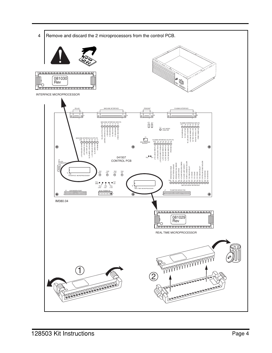 Command thc, Plasma interface upgrade, Page 4 | Control pcb, Interface microprocessor real time microprocessor | Hypertherm THC Plasma Interfacer Upgrade User Manual | Page 5 / 9