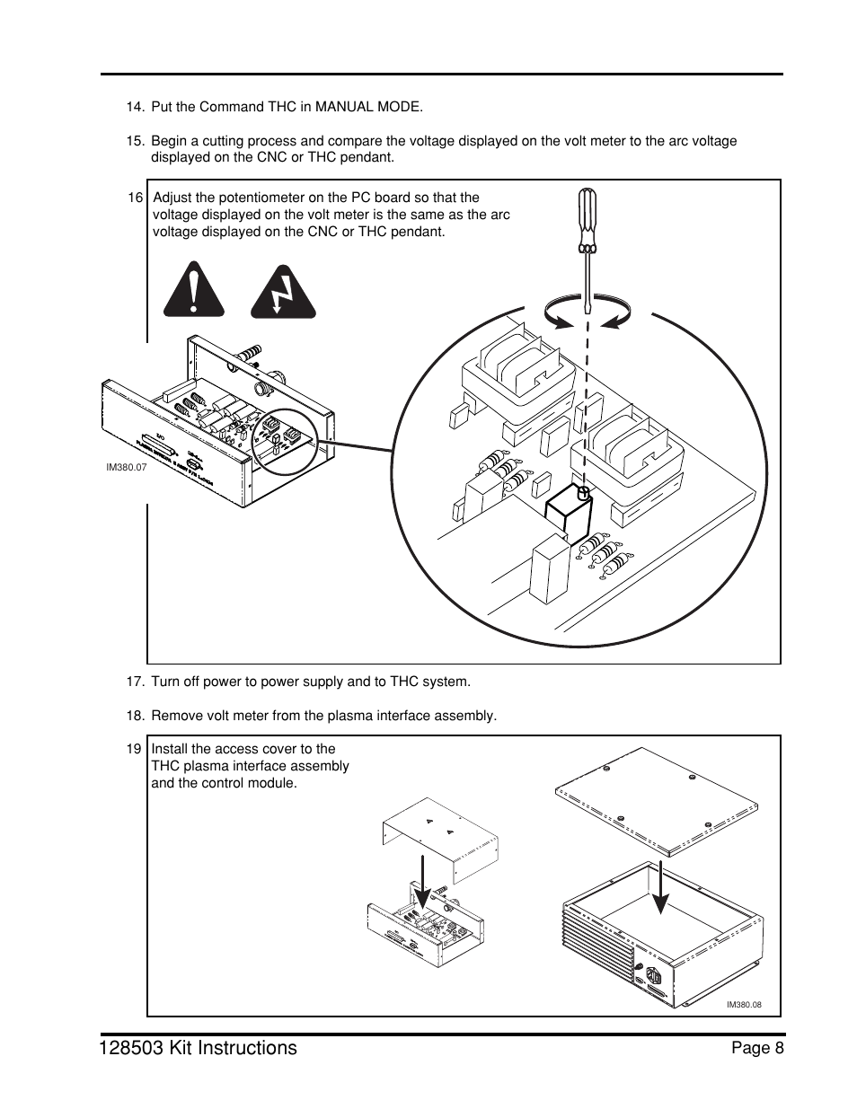 Command thc, Plasma interface upgrade | Hypertherm THC Plasma Interfacer Upgrade User Manual | Page 9 / 9