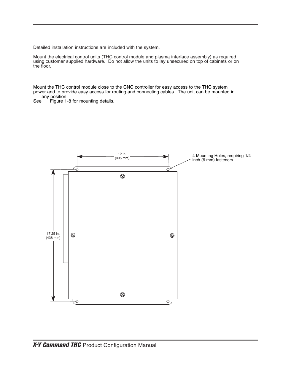 X-y command thc, System unit mounting | Hypertherm THC X-Y Table Product Configuration User Manual | Page 12 / 20