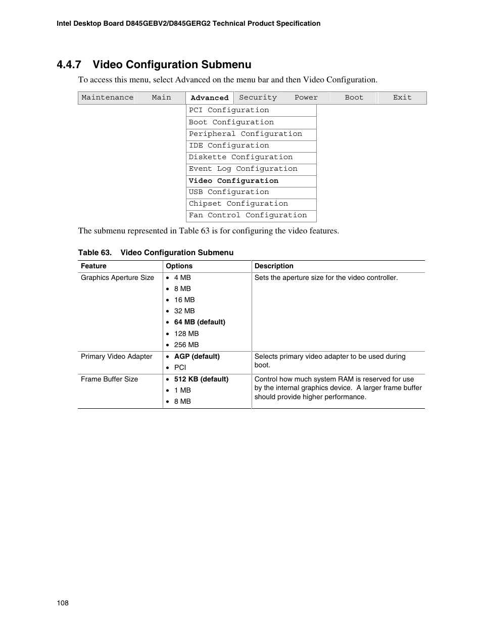 7 video configuration submenu | Hypertherm D845GEBV2 User Manual | Page 108 / 128