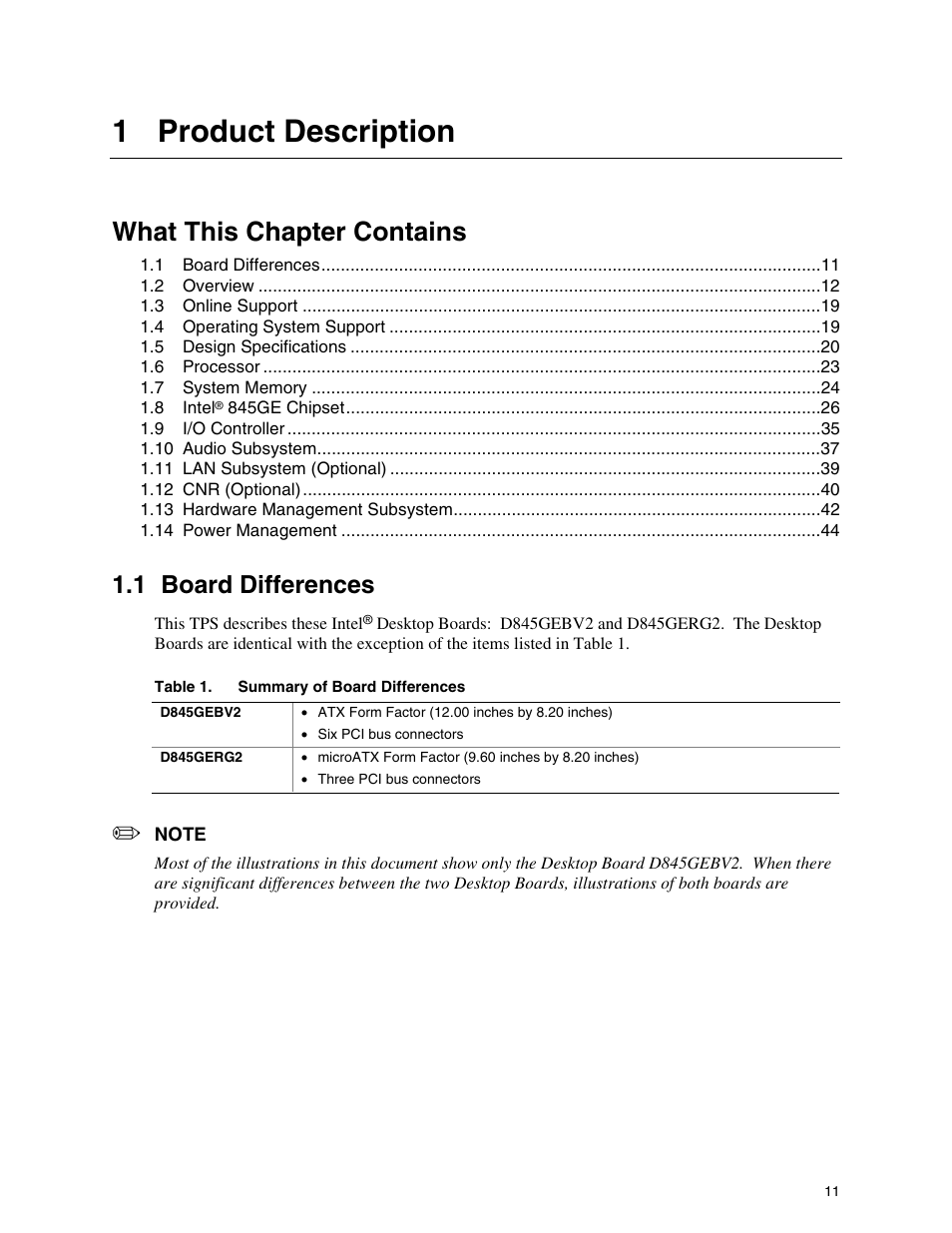 1 product description, 1 board differences, What this chapter contains | Hypertherm D845GEBV2 User Manual | Page 11 / 128