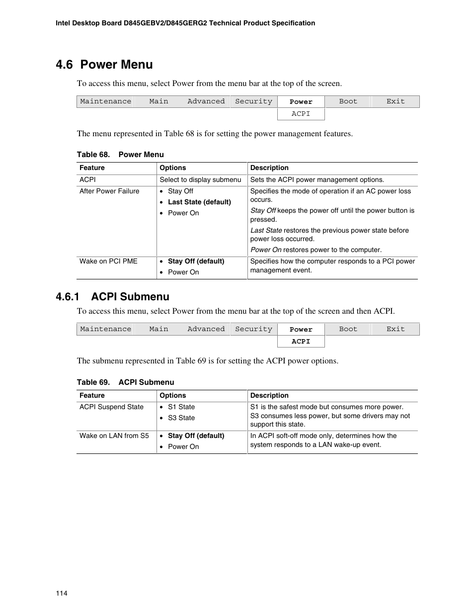 6 power menu, 1 acpi submenu | Hypertherm D845GEBV2 User Manual | Page 114 / 128