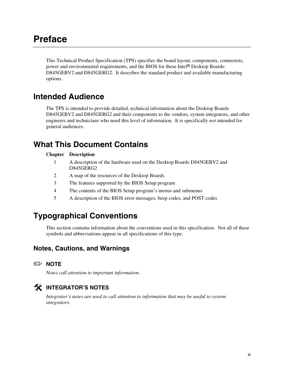 Preface, Intended audience, What this document contains | Typographical conventions, Notes, cautions, and warnings | Hypertherm D845GEBV2 User Manual | Page 3 / 128