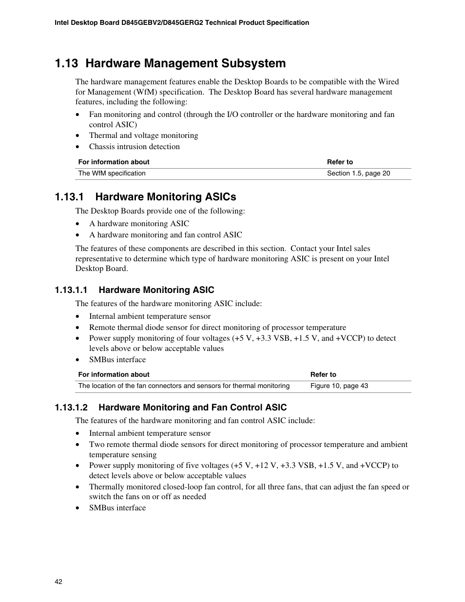 13 hardware management subsystem, 1 hardware monitoring asics | Hypertherm D845GEBV2 User Manual | Page 42 / 128