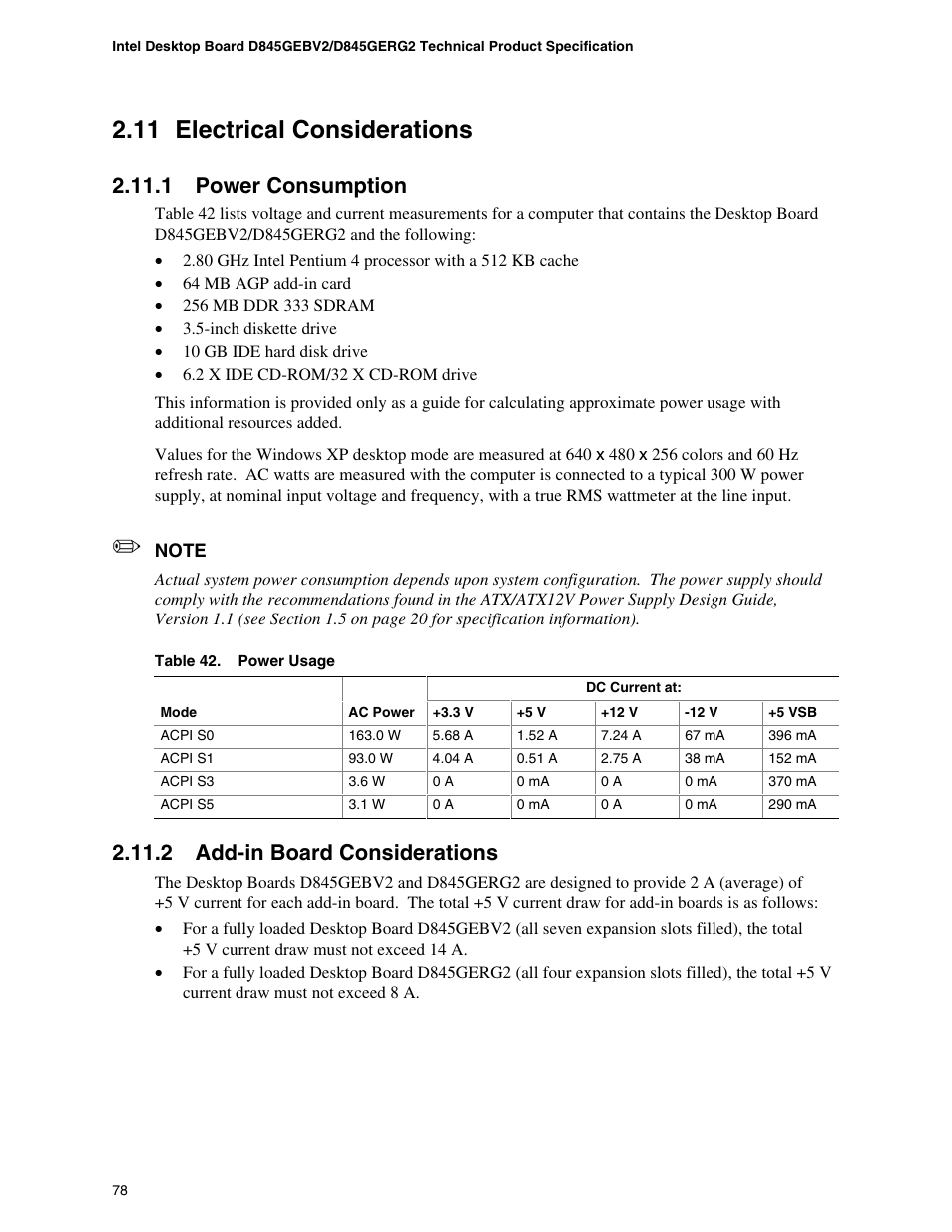 11 electrical considerations, 1 power consumption, 2 add-in board considerations | Hypertherm D845GEBV2 User Manual | Page 78 / 128