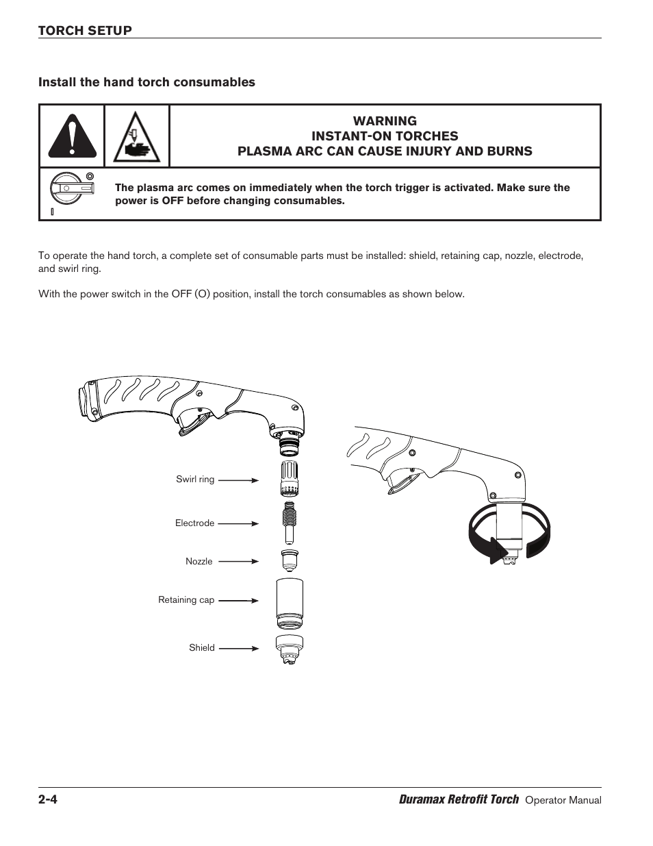 Install the hand torch consumables, Install the hand torch consumables -4 | Hypertherm HRT2 User Manual | Page 18 / 64