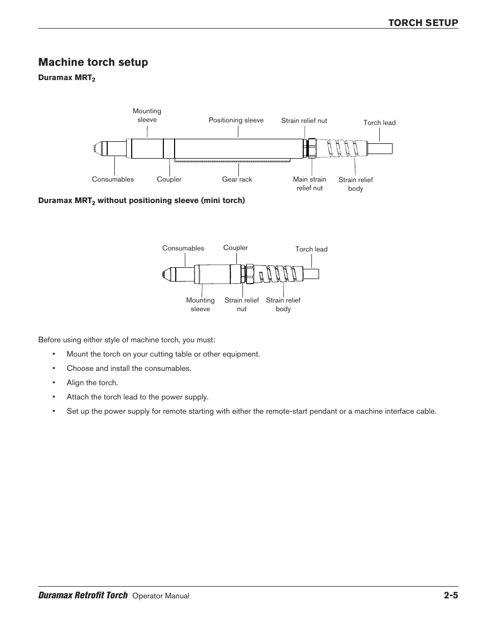 Machine torch setup, Machine torch setup -5 | Hypertherm HRT2 User Manual | Page 19 / 64