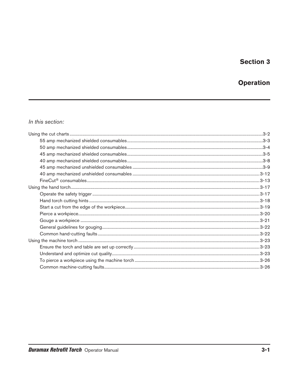 Section 3 operation, Section 3 operation -1 | Hypertherm HRT2 User Manual | Page 31 / 64