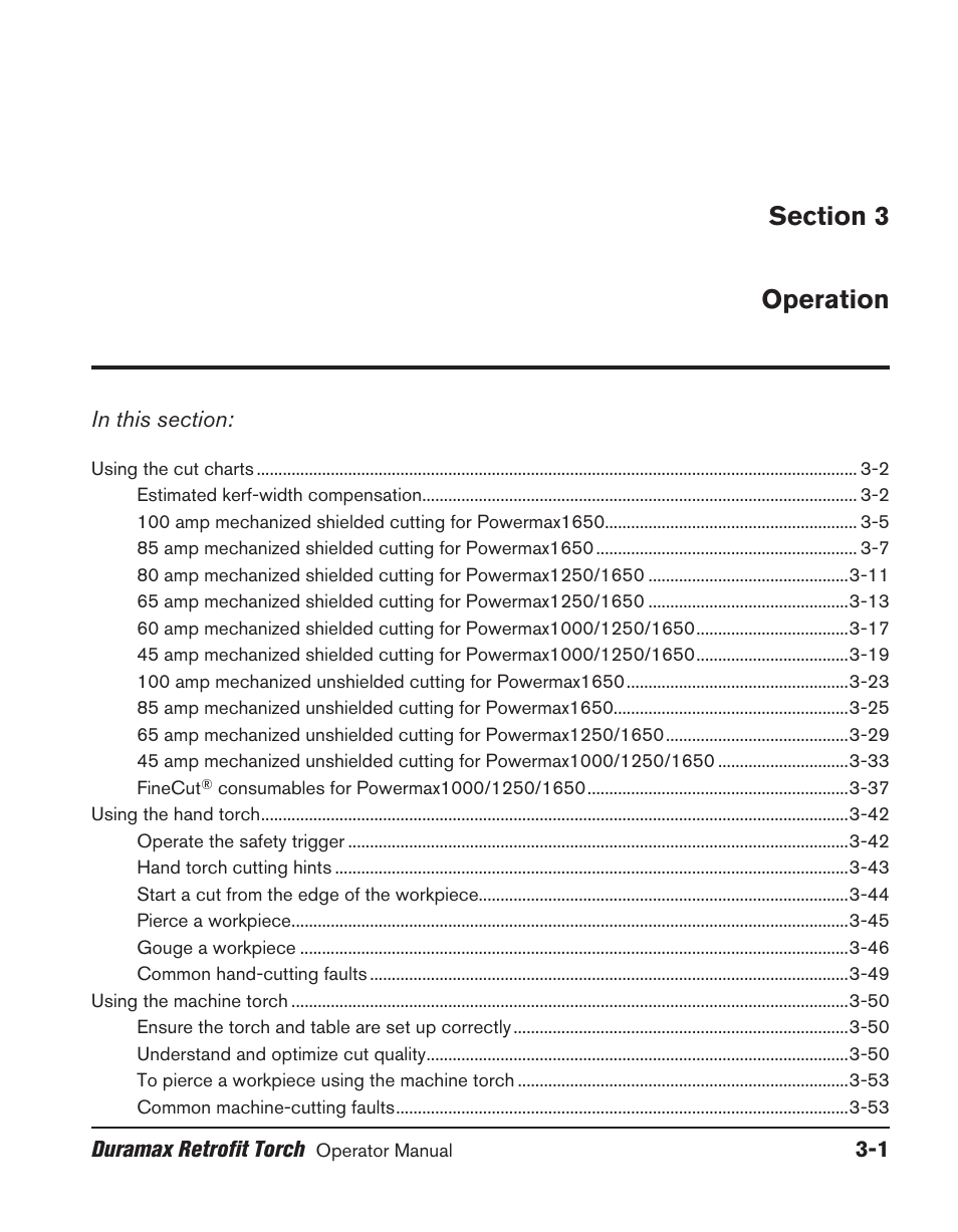 Section 3 operation, Section 3 operation -1 | Hypertherm HRT User Manual | Page 37 / 98