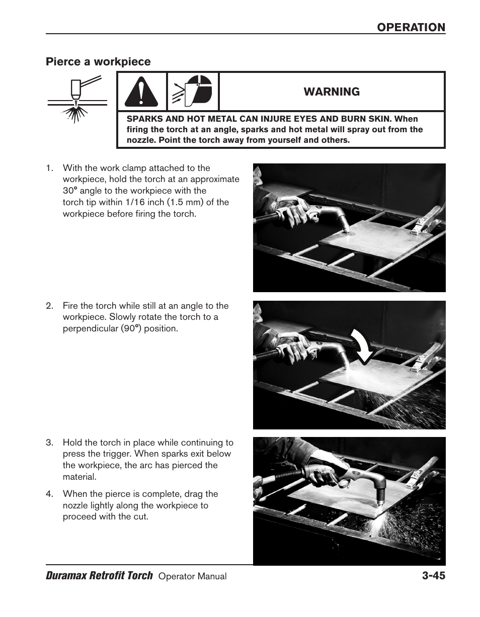 Pierce a workpiece, Pierce a workpiece ‑45 | Hypertherm HRT User Manual | Page 81 / 98