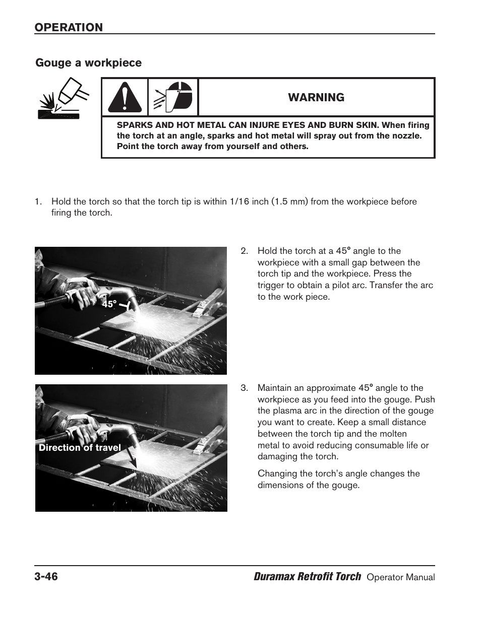 Gouge a workpiece, Gouge a workpiece ‑46 | Hypertherm HRT User Manual | Page 82 / 98