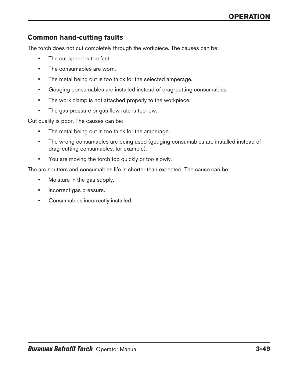 Common hand-cutting faults, Common hand‑cutting faults ‑49 | Hypertherm HRT User Manual | Page 85 / 98