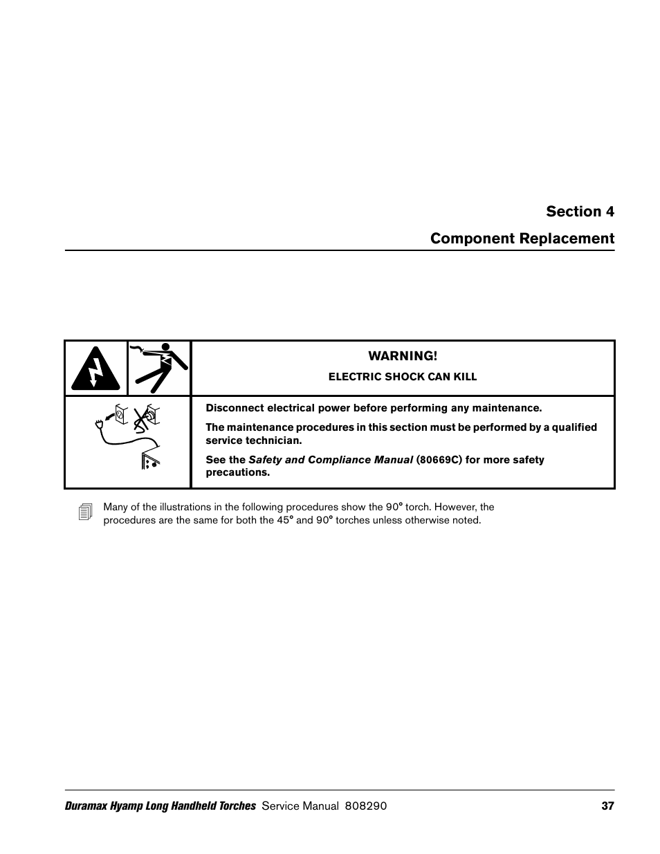 Component replacement | Hypertherm Duramax Hyamp Long Handheld Torches User Manual | Page 37 / 92