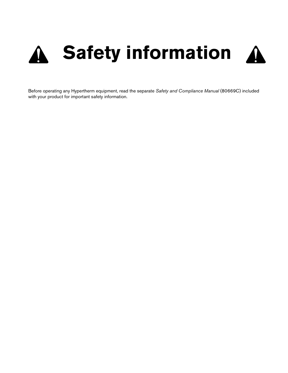 Safety information | Hypertherm Duramax Hyamp Long Handheld Torches User Manual | Page 5 / 92