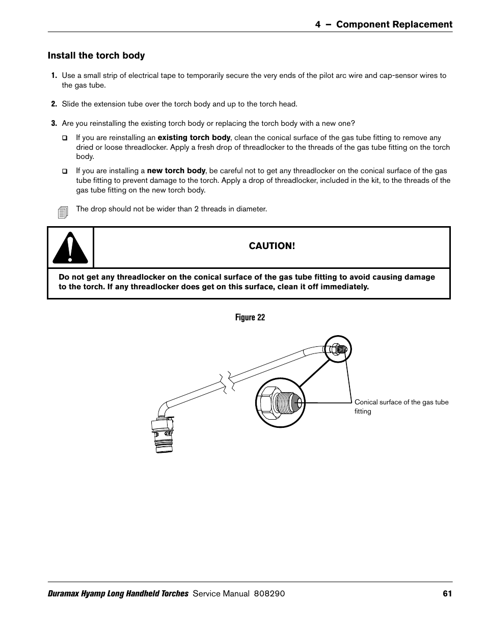 Install the torch body | Hypertherm Duramax Hyamp Long Handheld Torches User Manual | Page 61 / 92