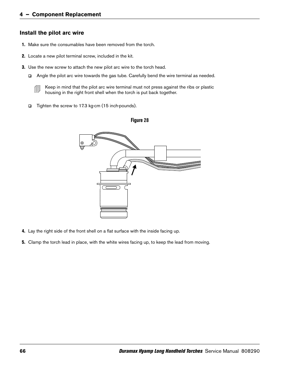 Install the pilot arc wire | Hypertherm Duramax Hyamp Long Handheld Torches User Manual | Page 66 / 92