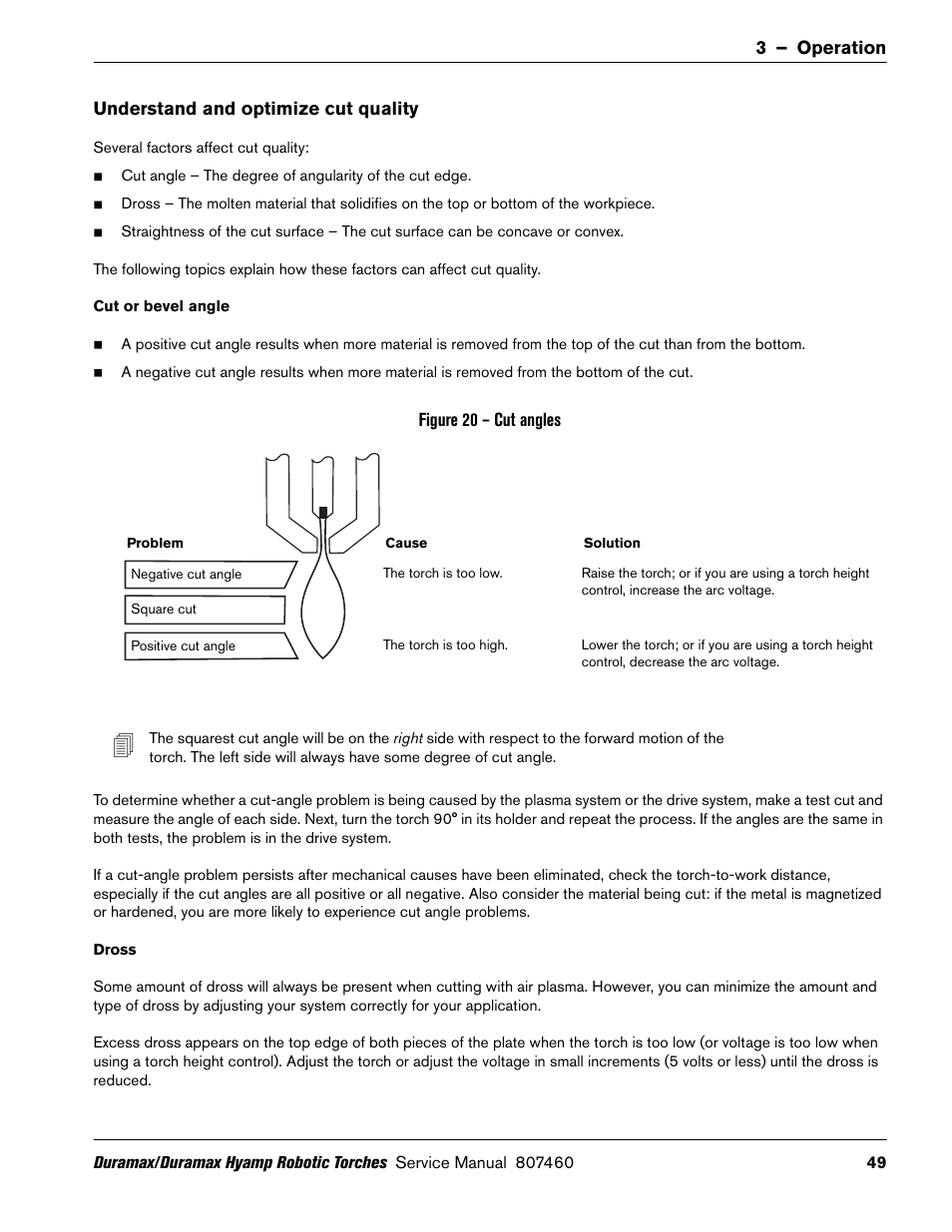Understand and optimize cut quality, Cut or bevel angle, Dross | Hypertherm Duramax Hyamp Robotic Torch User Manual | Page 49 / 74