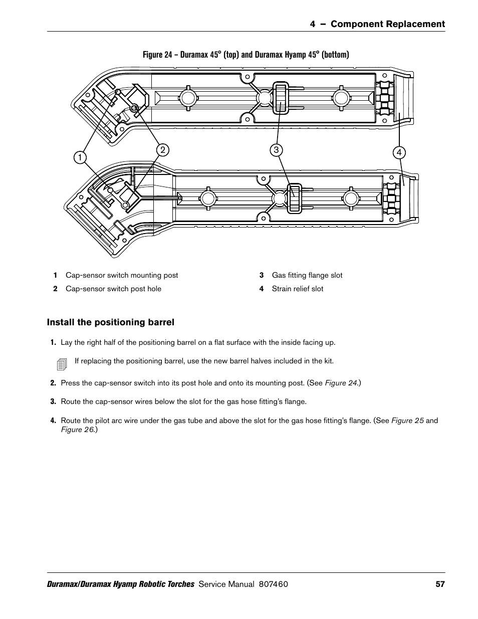 Install the positioning barrel | Hypertherm Duramax Hyamp Robotic Torch User Manual | Page 57 / 74
