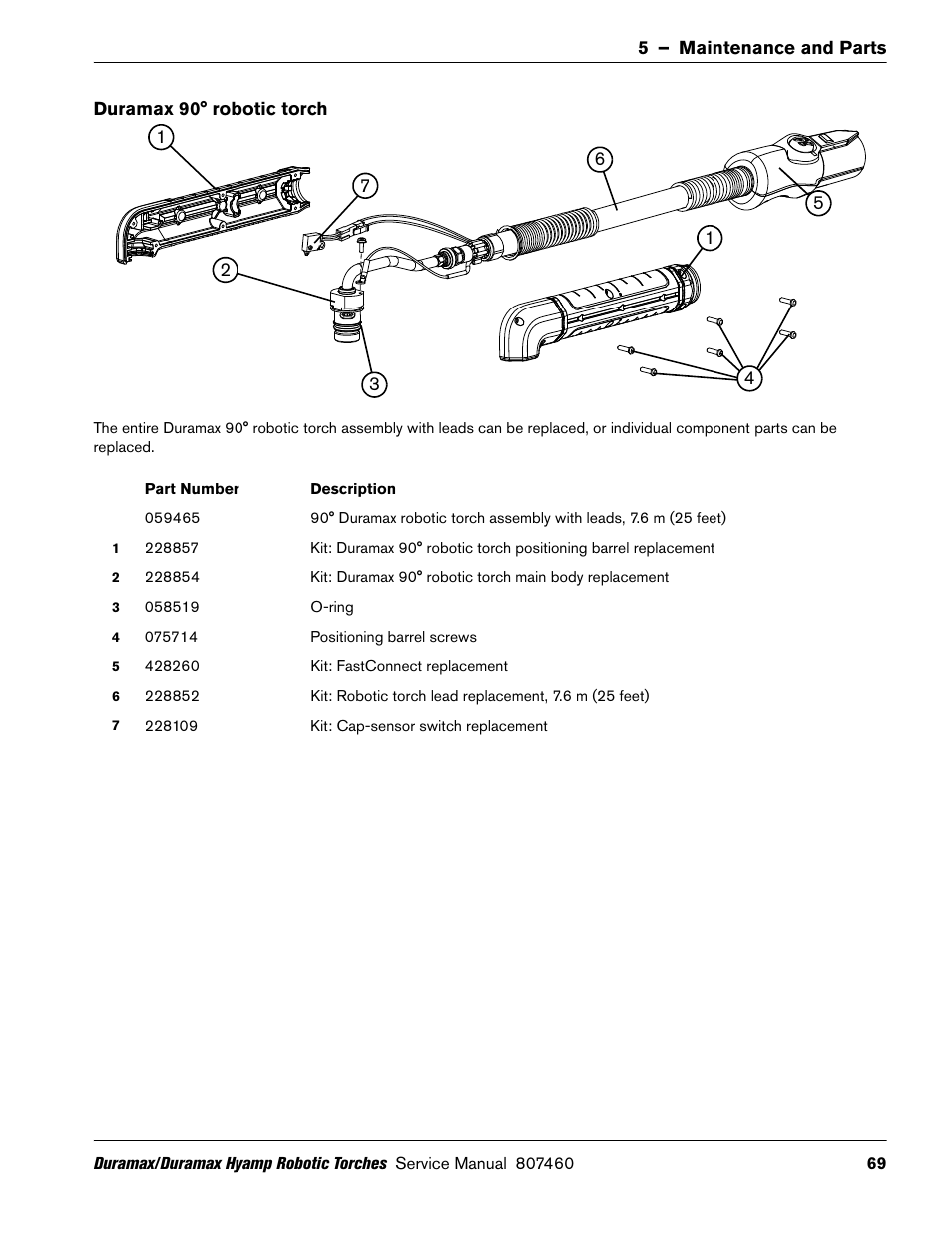 Duramax 90° robotic torch | Hypertherm Duramax Hyamp Robotic Torch User Manual | Page 69 / 74