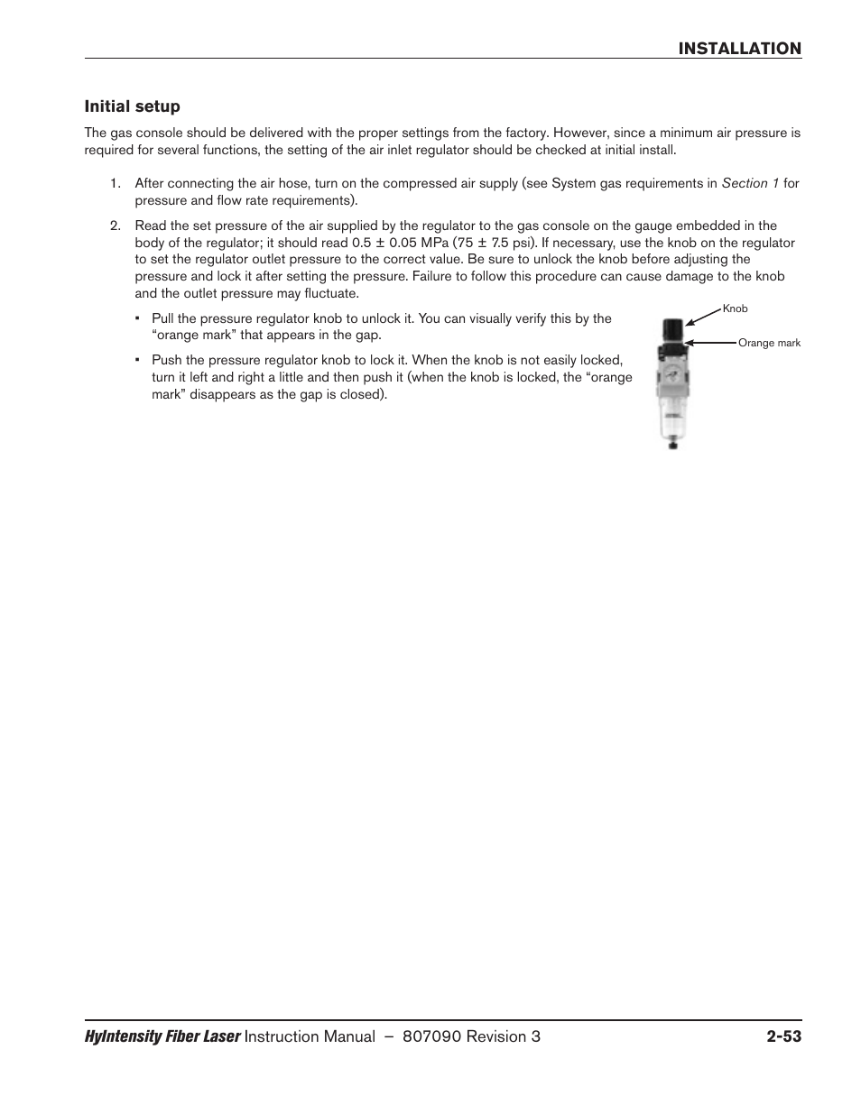 Initial setup, Initial setup -53 | Hypertherm HyIntensity Fiber Laser Rev.3 User Manual | Page 101 / 240