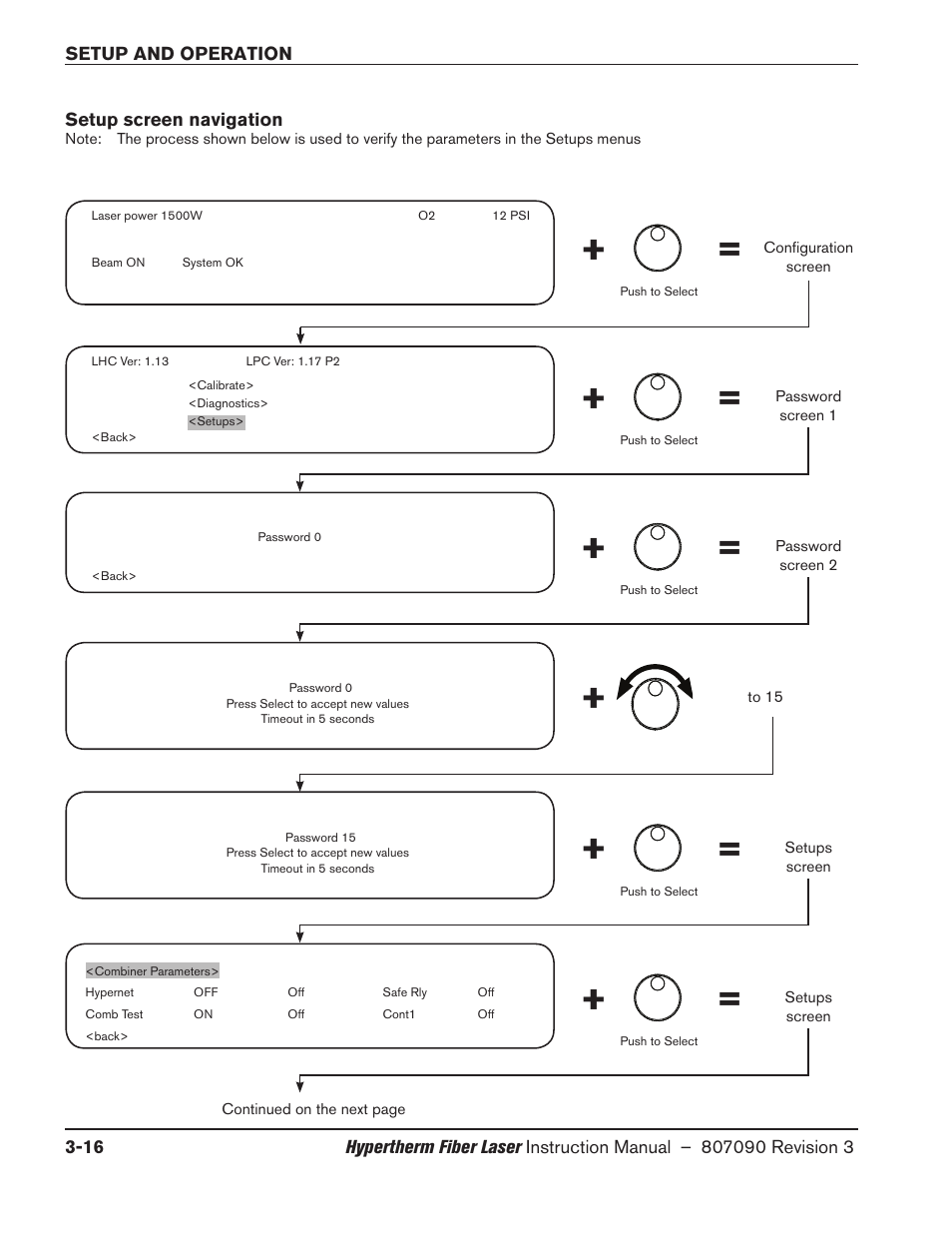 Setup screen navigation, Setup screen navigation -16 | Hypertherm HyIntensity Fiber Laser Rev.3 User Manual | Page 124 / 240