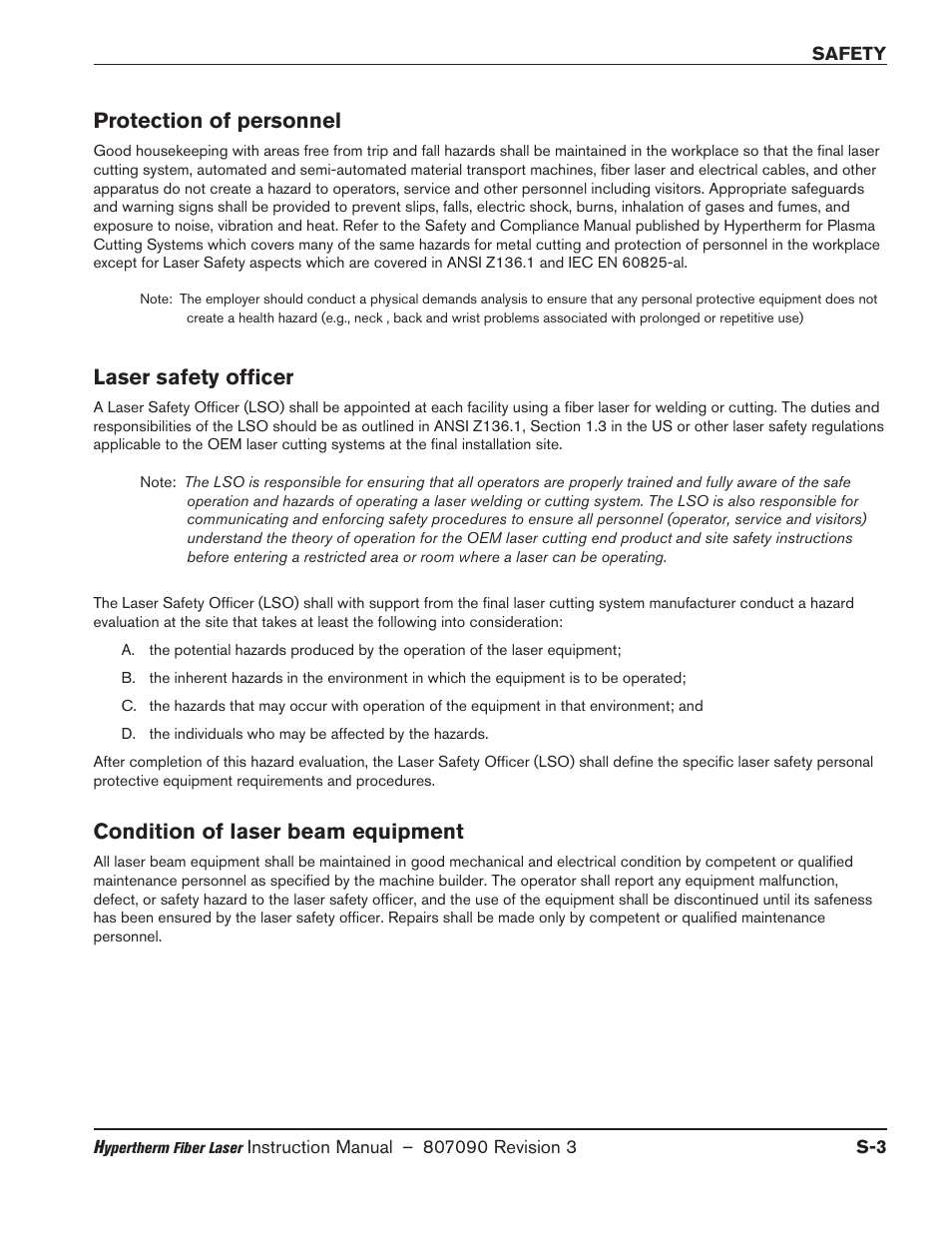 Protection of personnel, Laser safety officer, Condition of laser beam equipment | Hypertherm HyIntensity Fiber Laser Rev.3 User Manual | Page 13 / 240