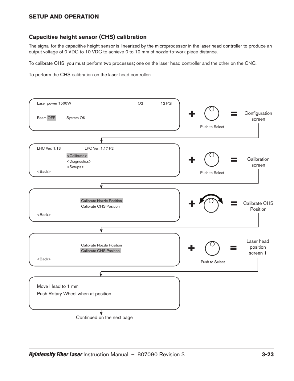 Capacitive height sensor (chs) calibration, Capacitive height sensor (chs) calibration -23 | Hypertherm HyIntensity Fiber Laser Rev.3 User Manual | Page 131 / 240