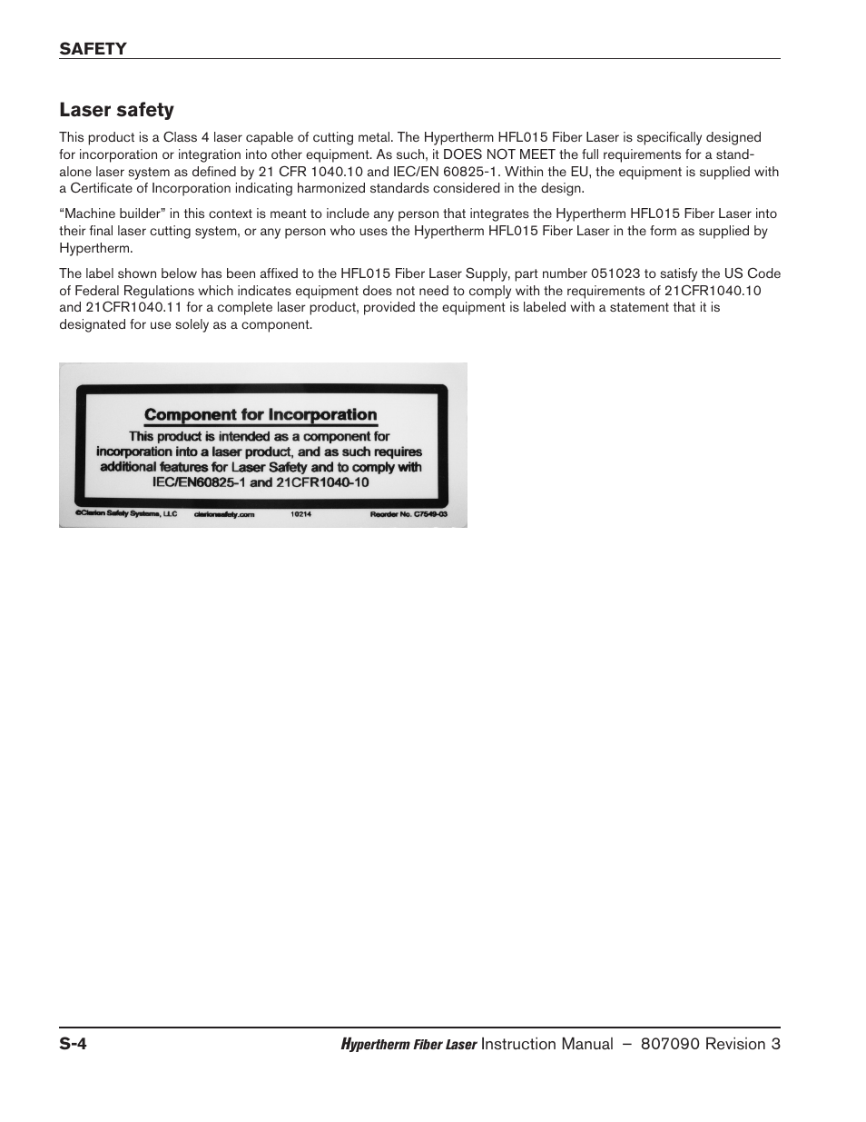 Laser safety | Hypertherm HyIntensity Fiber Laser Rev.3 User Manual | Page 14 / 240