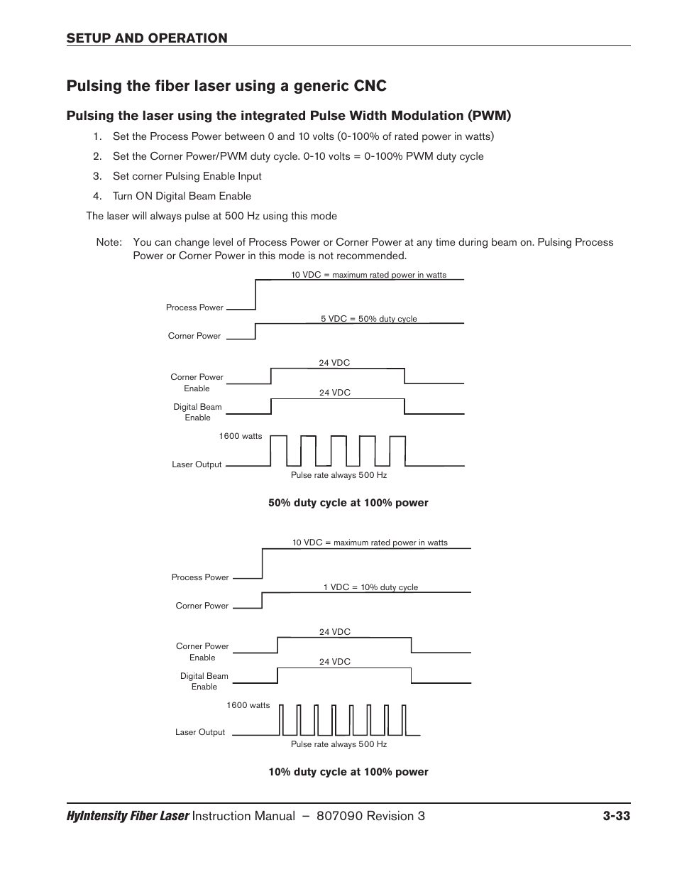 Pulsing the fiber laser using a generic cnc, Pulsing the fiber laser using a generic cnc -33 | Hypertherm HyIntensity Fiber Laser Rev.3 User Manual | Page 141 / 240