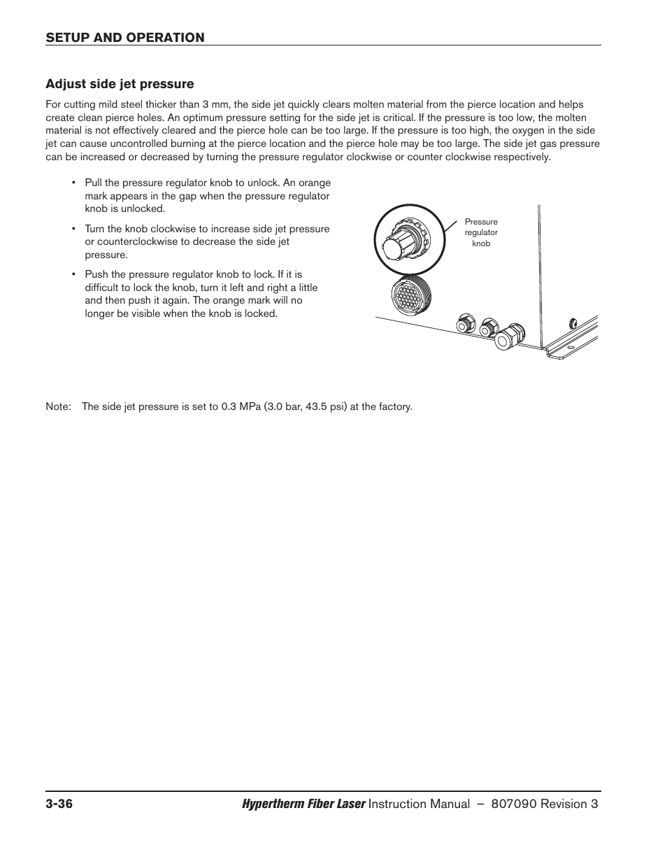 Adjust side jet pressure, Adjust side jet pressure -36 | Hypertherm HyIntensity Fiber Laser Rev.3 User Manual | Page 144 / 240
