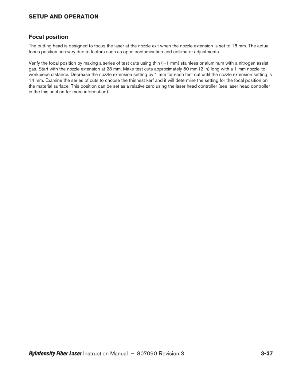 Focal position, Focal position -37 | Hypertherm HyIntensity Fiber Laser Rev.3 User Manual | Page 145 / 240