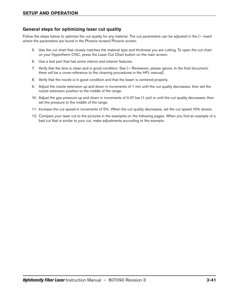 General steps for optimizing laser cut quality, General steps for optimizing laser cut quality -41 | Hypertherm HyIntensity Fiber Laser Rev.3 User Manual | Page 149 / 240