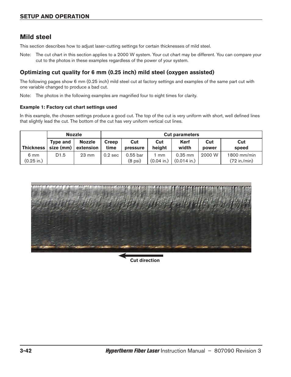 Mild steel, Mild steel -42 | Hypertherm HyIntensity Fiber Laser Rev.3 User Manual | Page 150 / 240