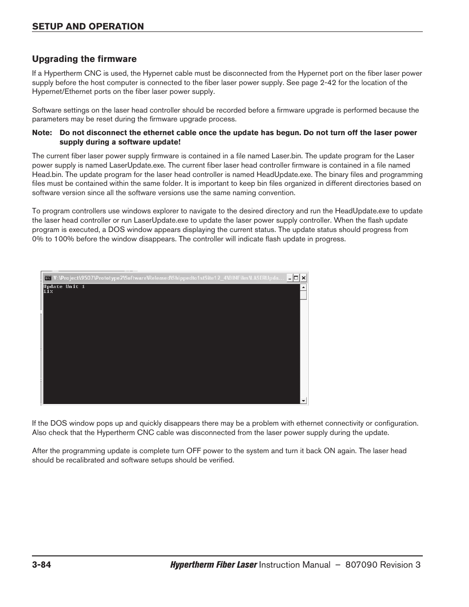 Upgrading the firmware, Upgrading the firmware -84 | Hypertherm HyIntensity Fiber Laser Rev.3 User Manual | Page 192 / 240