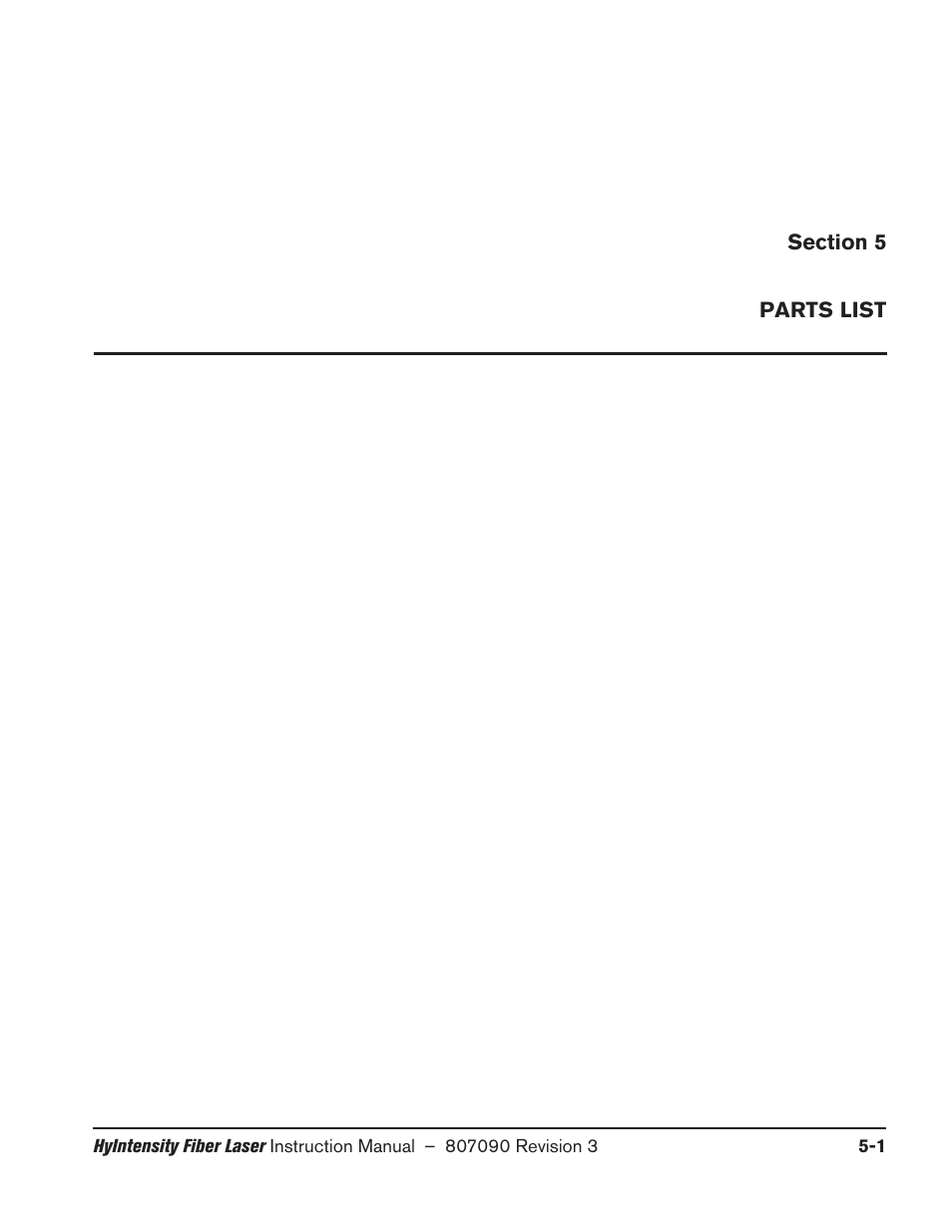 Parts list, Parts list -1 | Hypertherm HyIntensity Fiber Laser Rev.3 User Manual | Page 227 / 240
