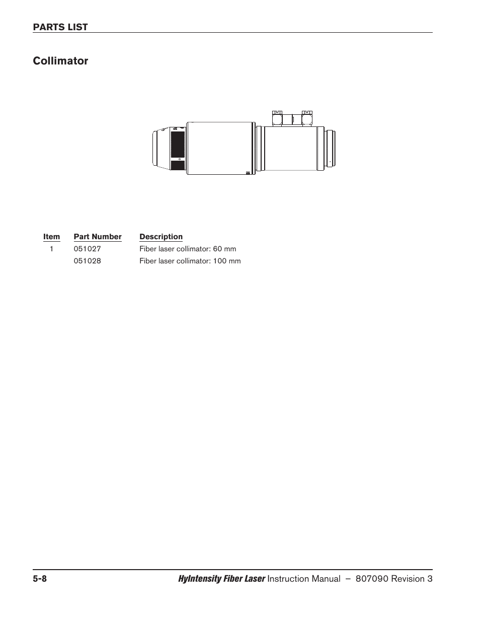 Collimator, Collimator -8 | Hypertherm HyIntensity Fiber Laser Rev.3 User Manual | Page 234 / 240