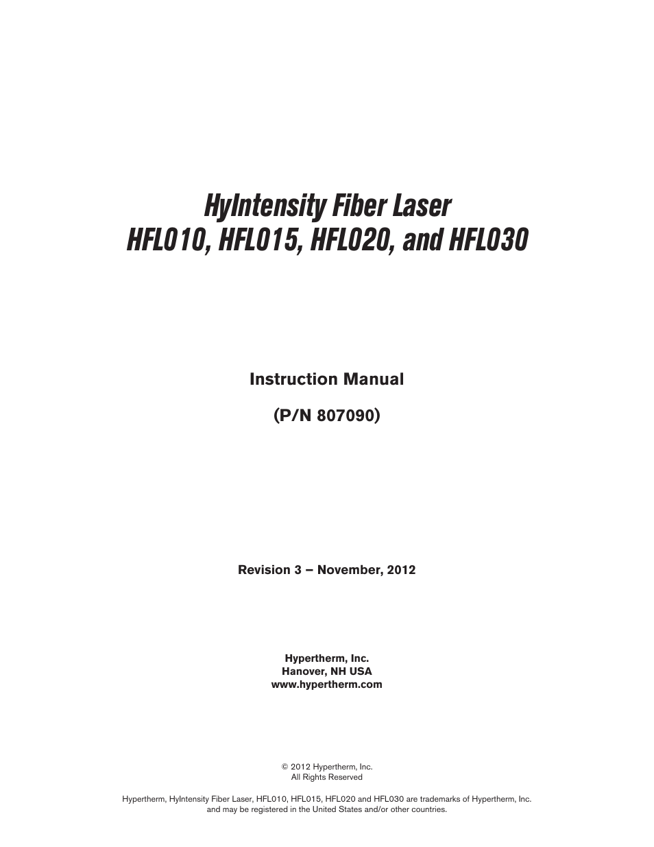 Hypertherm HyIntensity Fiber Laser Rev.3 User Manual | Page 3 / 240