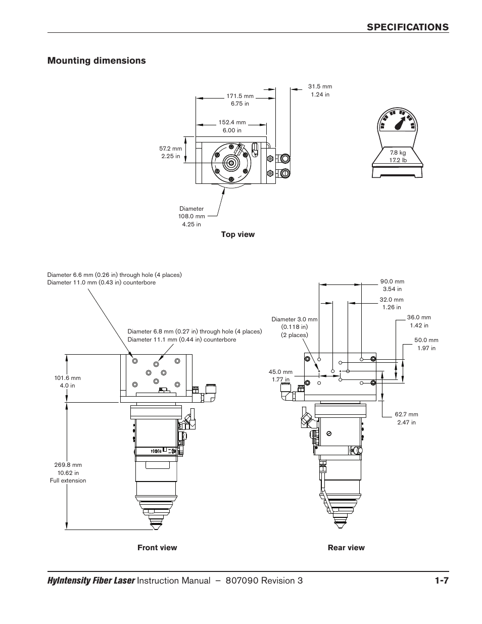 Mounting dimensions, Mounting dimensions -7 | Hypertherm HyIntensity Fiber Laser Rev.3 User Manual | Page 39 / 240