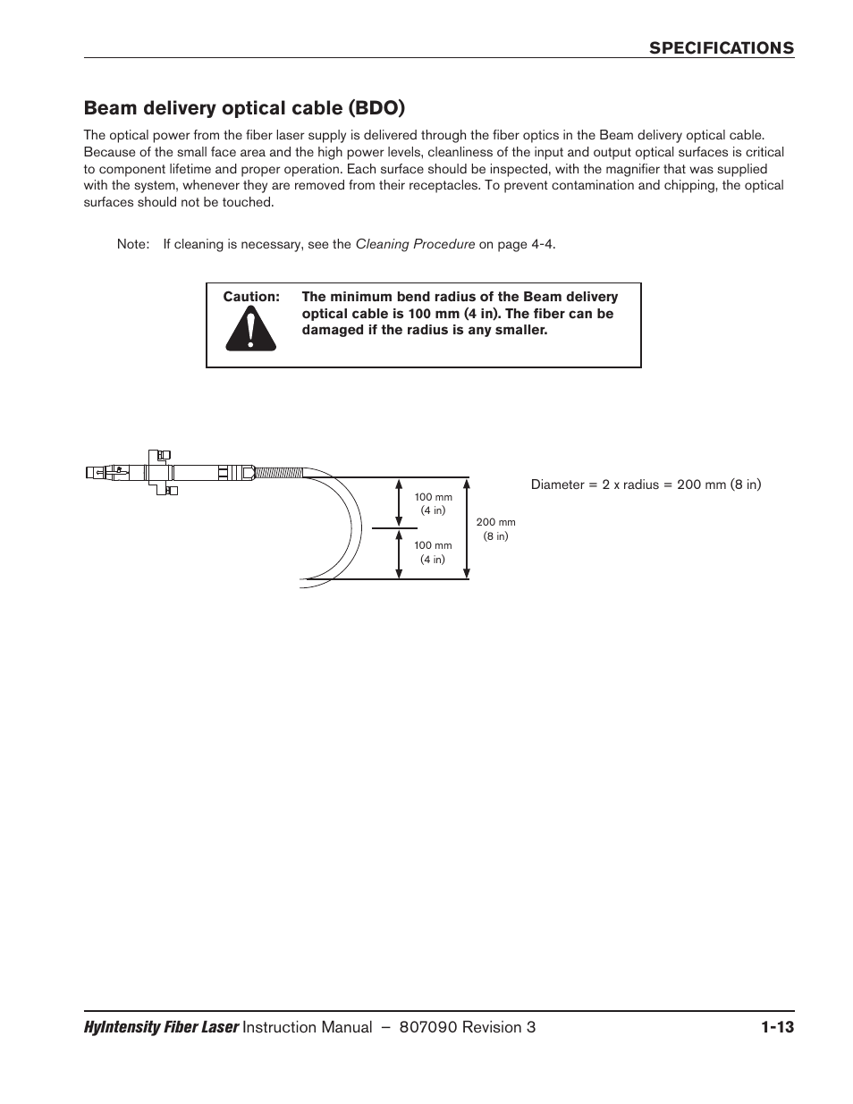 Beam delivery optical cable (bdo), Beam delivery optical cable (bdo) -13 | Hypertherm HyIntensity Fiber Laser Rev.3 User Manual | Page 45 / 240