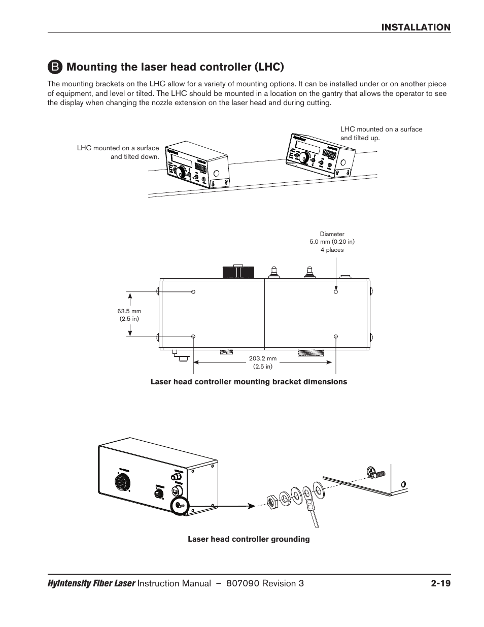 Mounting the laser head controller (lhc), Mounting the laser head controller (lhc) -19 | Hypertherm HyIntensity Fiber Laser Rev.3 User Manual | Page 67 / 240