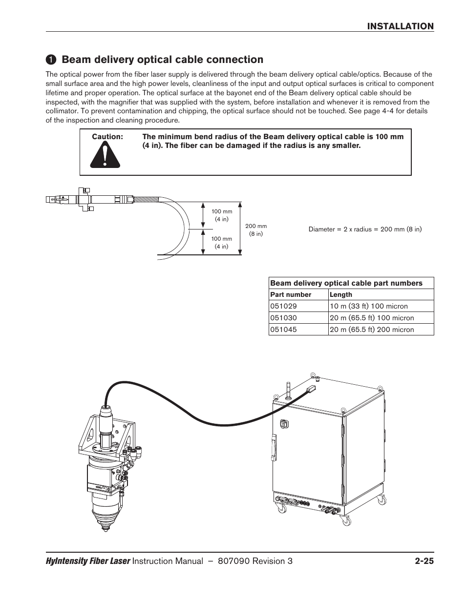 Beam delivery optical cable connection, Beam delivery optical cable connection -25 | Hypertherm HyIntensity Fiber Laser Rev.3 User Manual | Page 73 / 240