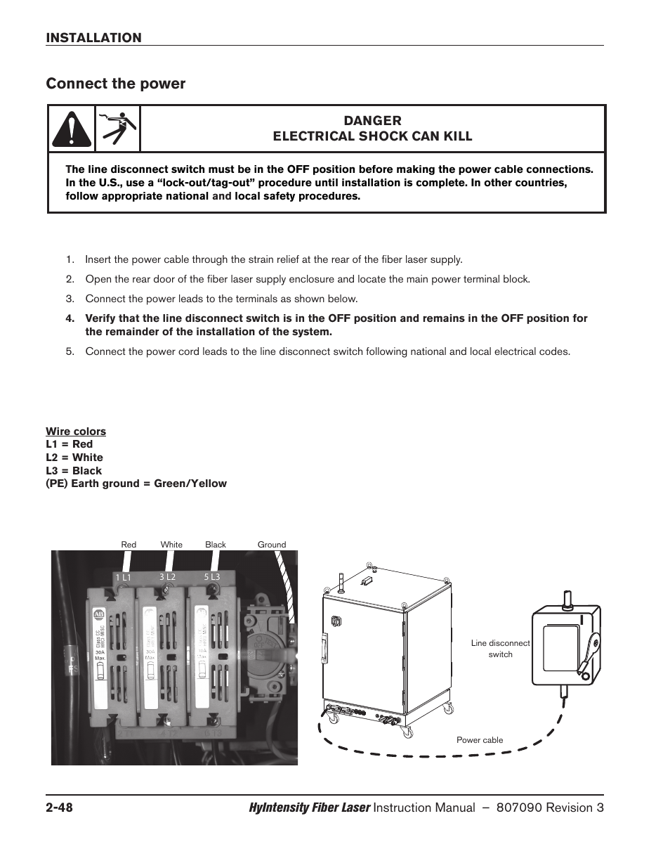 Connect the power, Connect the power -48 | Hypertherm HyIntensity Fiber Laser Rev.3 User Manual | Page 96 / 240